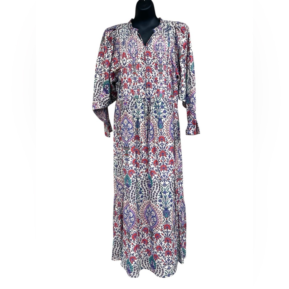 MARIA CHER Boheme Boho Maxi Hippie Style Dress Trendy Flow Cotton Medium Tan